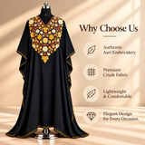 Aari Embroidered Midnight Black Crush Kaftan for Women