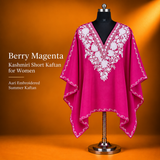 Berry Magenta Kashmiri Short Kaftan for Women with Aari Embroidery