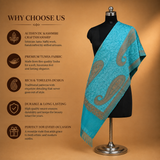 Beautiful Turquoise Jama Nafki Kashmiri stole with premium Tusha fabric
