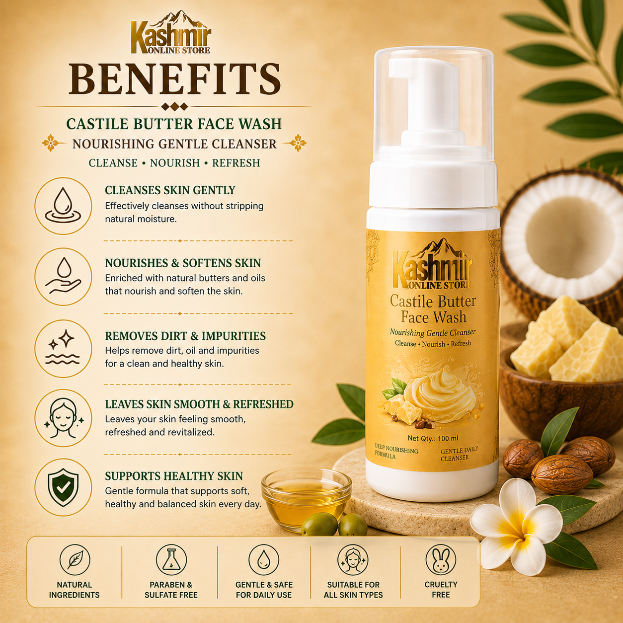 Castile butter moisturizing facial cleanser