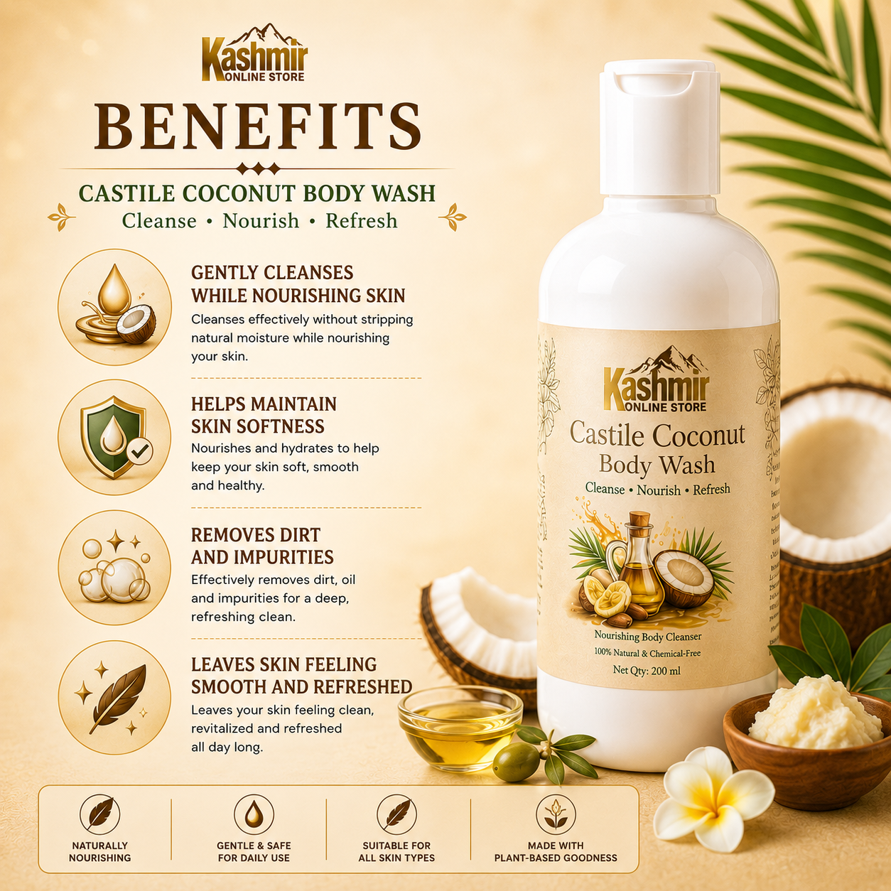 Coconut moisturizing body cleanser