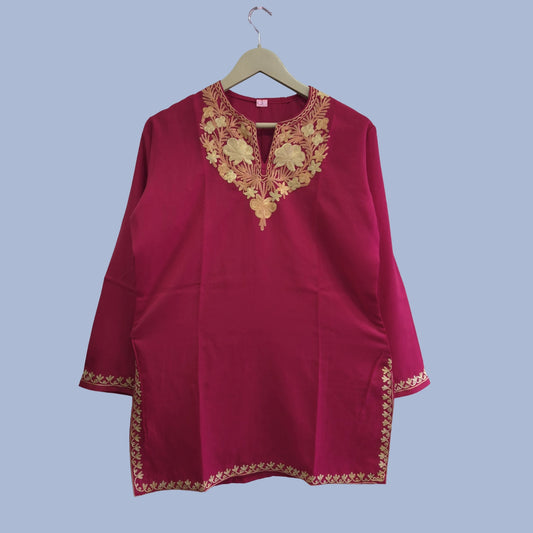 Red Cotton Kashmiri Kurtis | Premium Collection | Kashmir Online Store ( Size 38 )