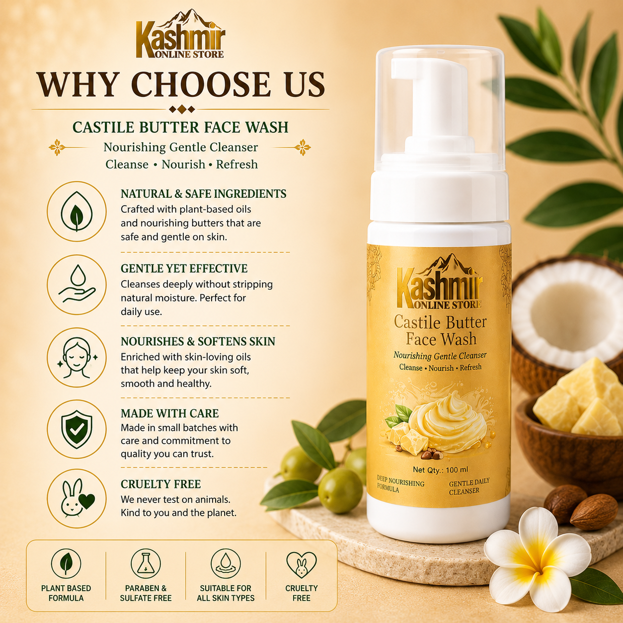Castile butter face wash for fresh skin glow