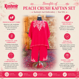 Peach Crush Kaftan Set – Kashmiri Aari Embroidery (Size XXL)