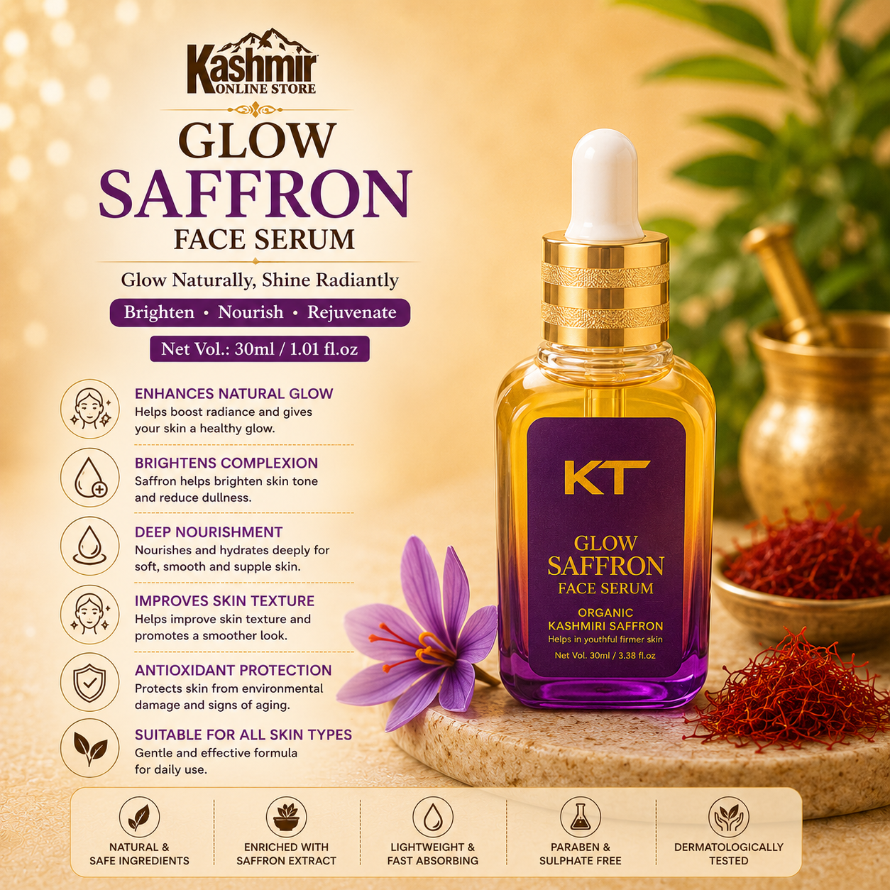 Glow saffron face serum for naturally glowing skin