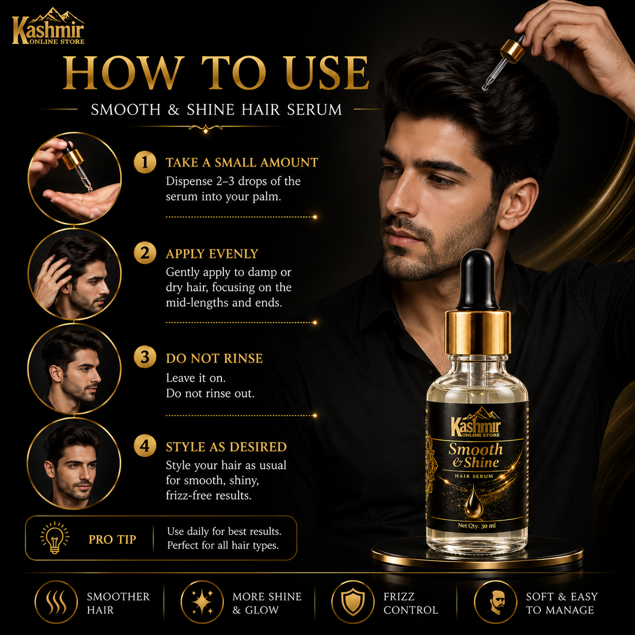 Herbal hair serum for smooth glossy hair