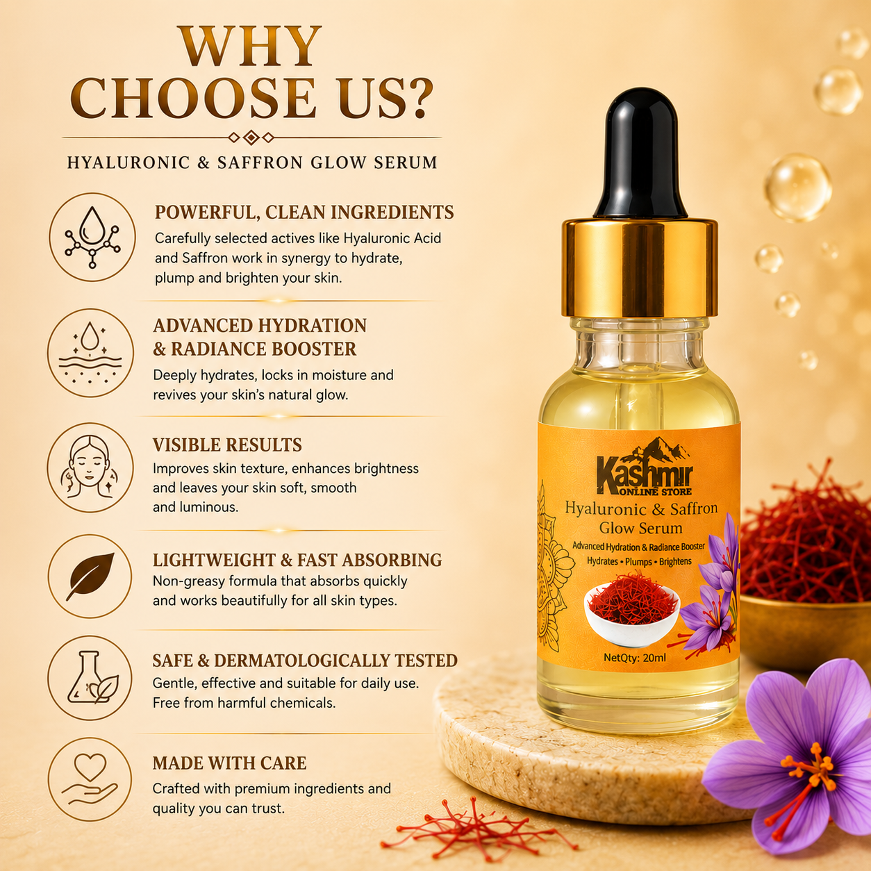 Hyaluronic glow serum for deep skin hydration