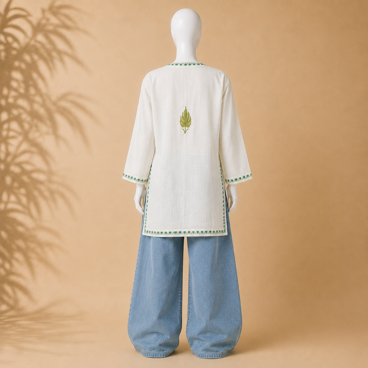 Aari Embroidered Off-White Short Kurti