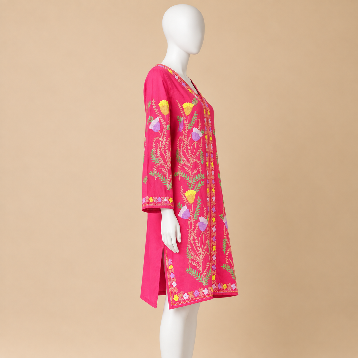 Summer Cool Pink Kashmiri Embroidered Top