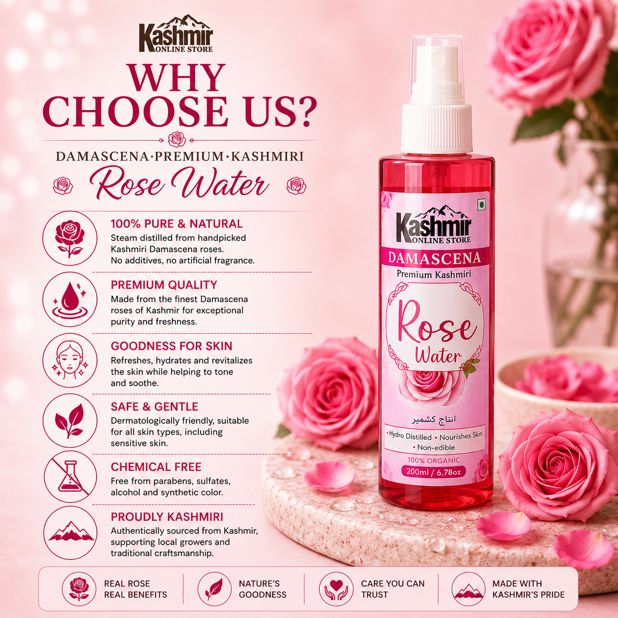Premium floral mist with Damascena rose extract