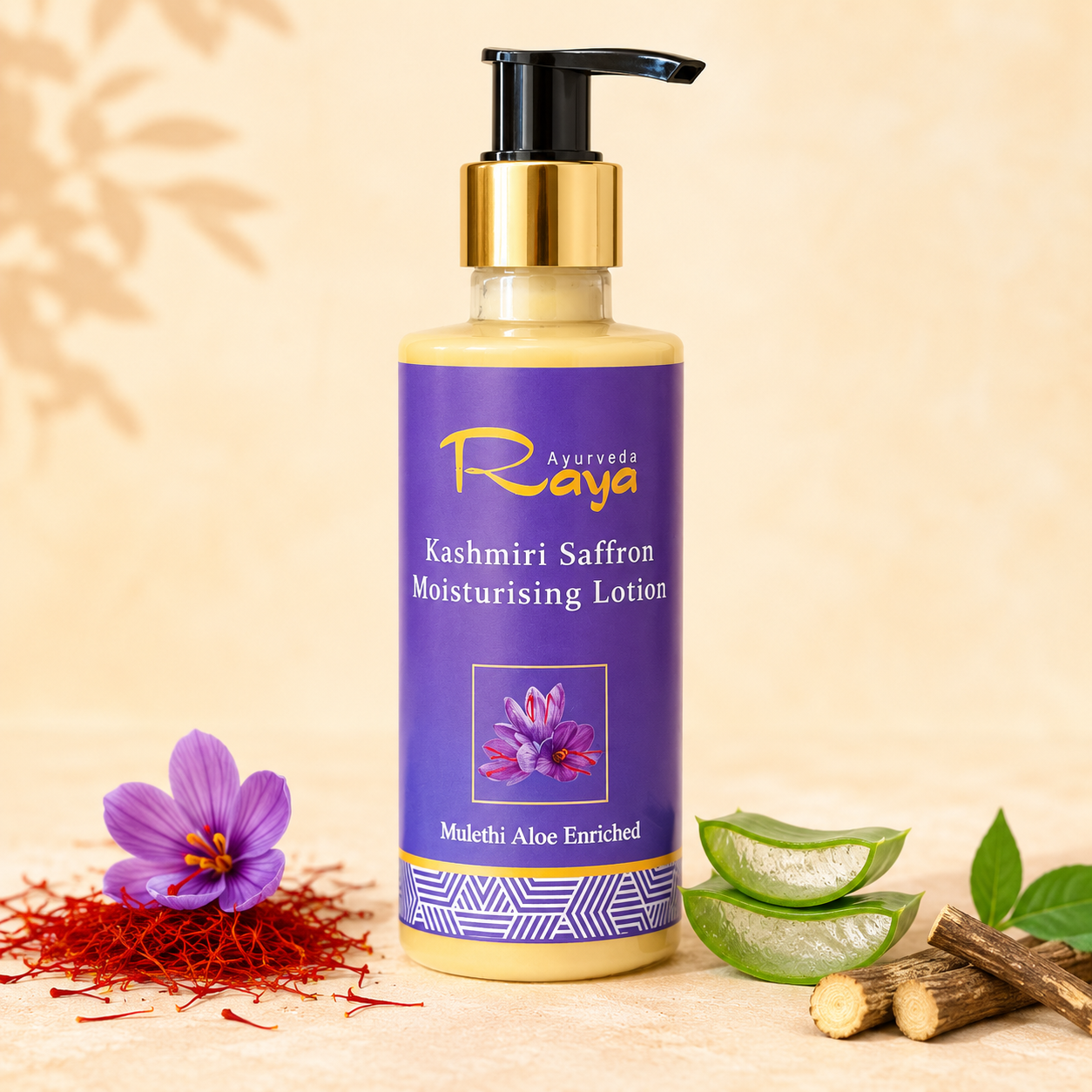 Saffron moisturising lotion with aloe vera and vitamin E