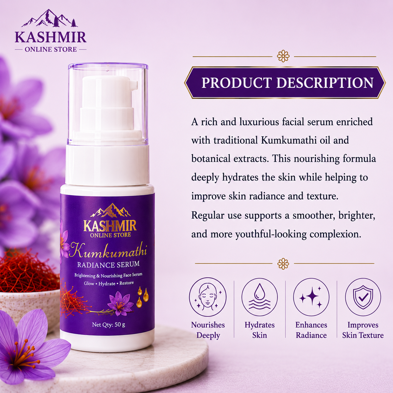 Kumkumathi glow serum for bright glowing skin