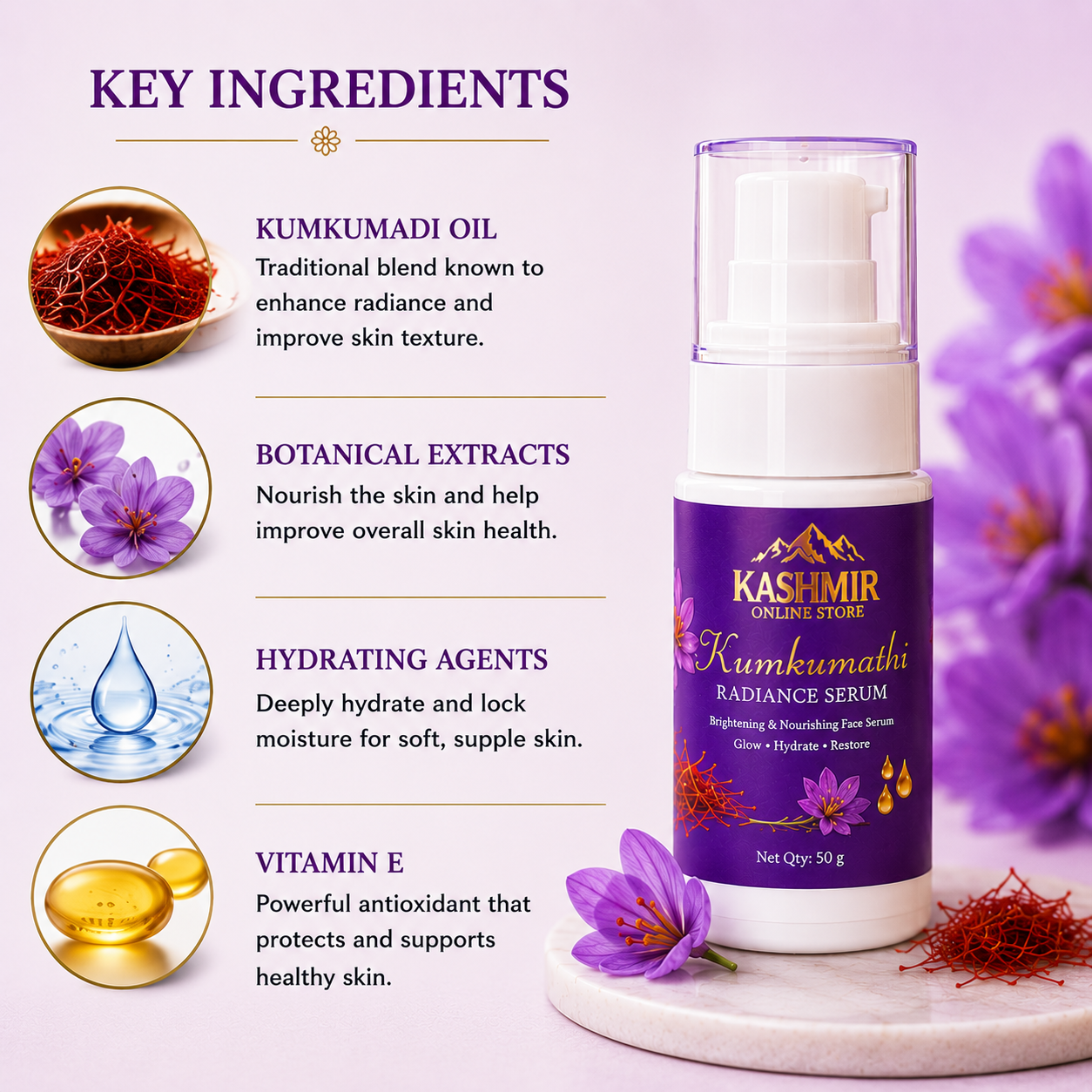 Herbal Kumkumathi serum for healthy smooth skin
