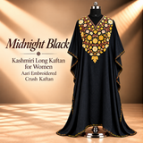 Midnight Black Kashmiri Long Kaftan for Women with Aari Embroidery