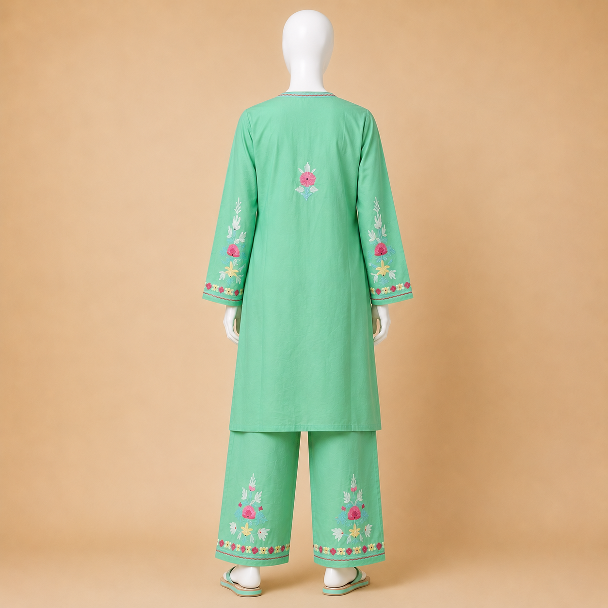 Mint Green Kashmiri Embroidered Cord Set