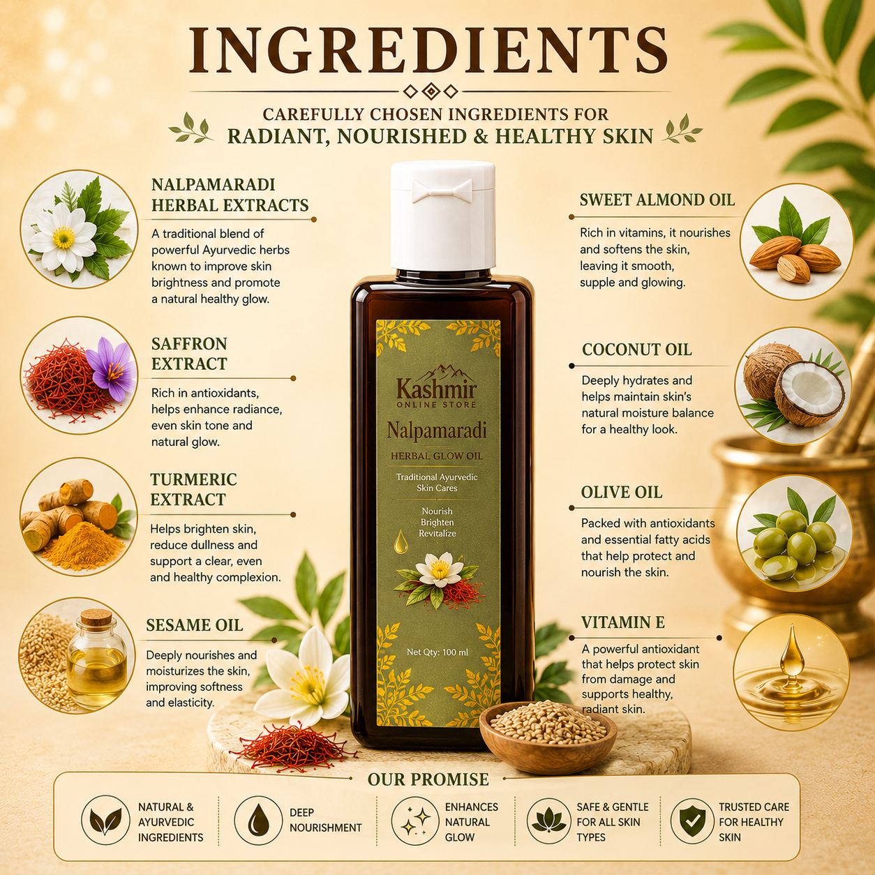Herbal skincare oil with Nalpamaradi extract