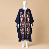 Navy Embroidered Kashmiri Poly Wool Shrug