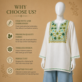 Off-White Kashmiri Aari Work Kurti for Women