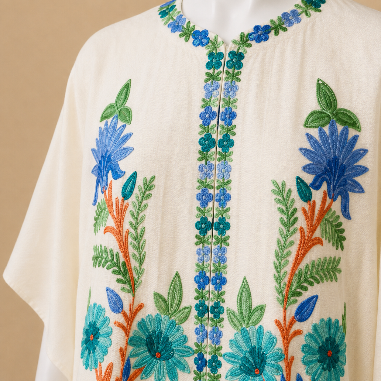 Women's Off White Kashmiri Shrug | Premium Embroidery