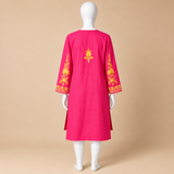 Kashmiri Pink Jaali Top with Gold Embroidery