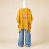 Premium Mustard Gold summer kaftan for women with Kashmiri embroidery