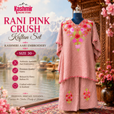 Rani Pink Crush Kaftan Set – Kashmiri Aari Embroidery (Size 30)