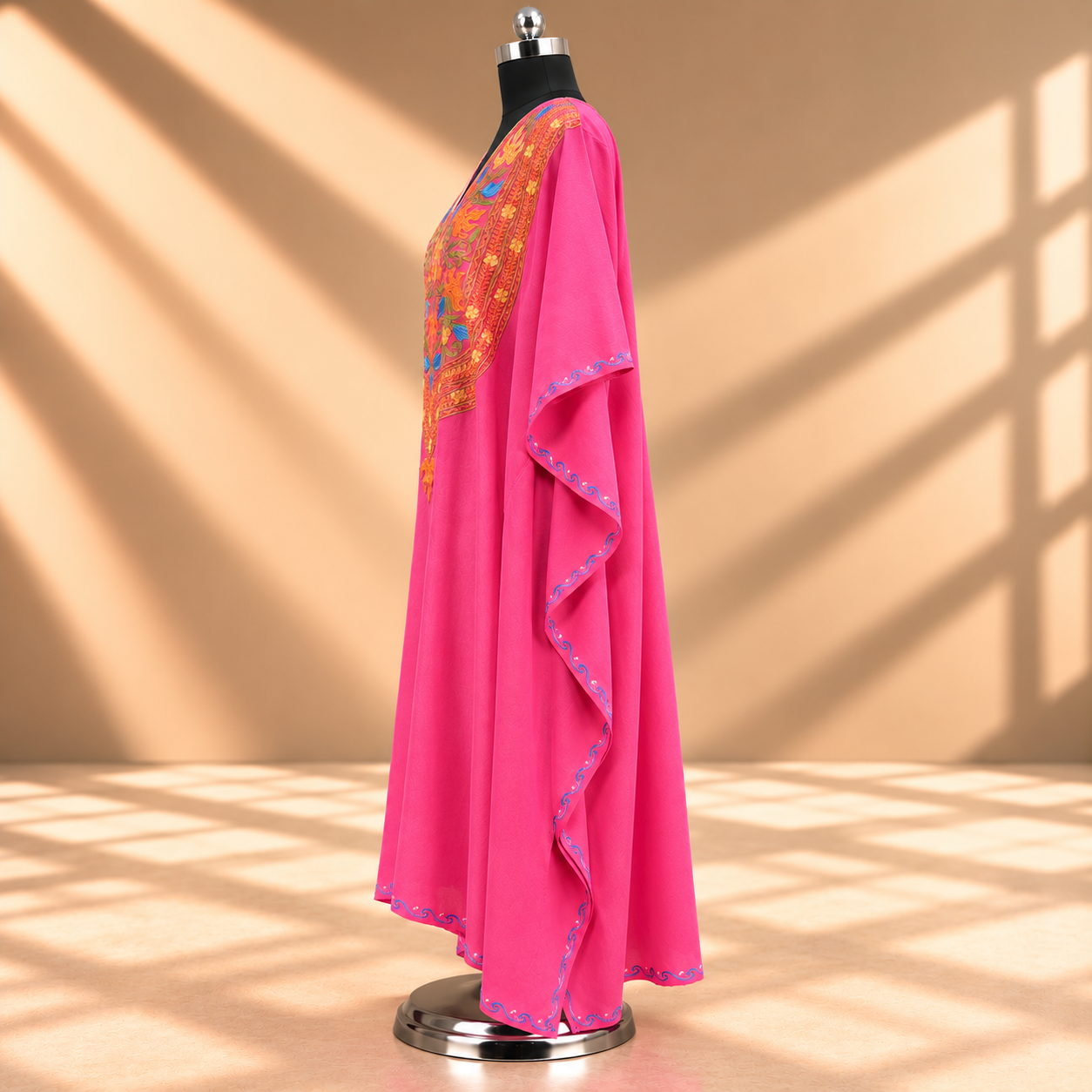 Rose Pink Kashmiri Summer Kaftan for Women