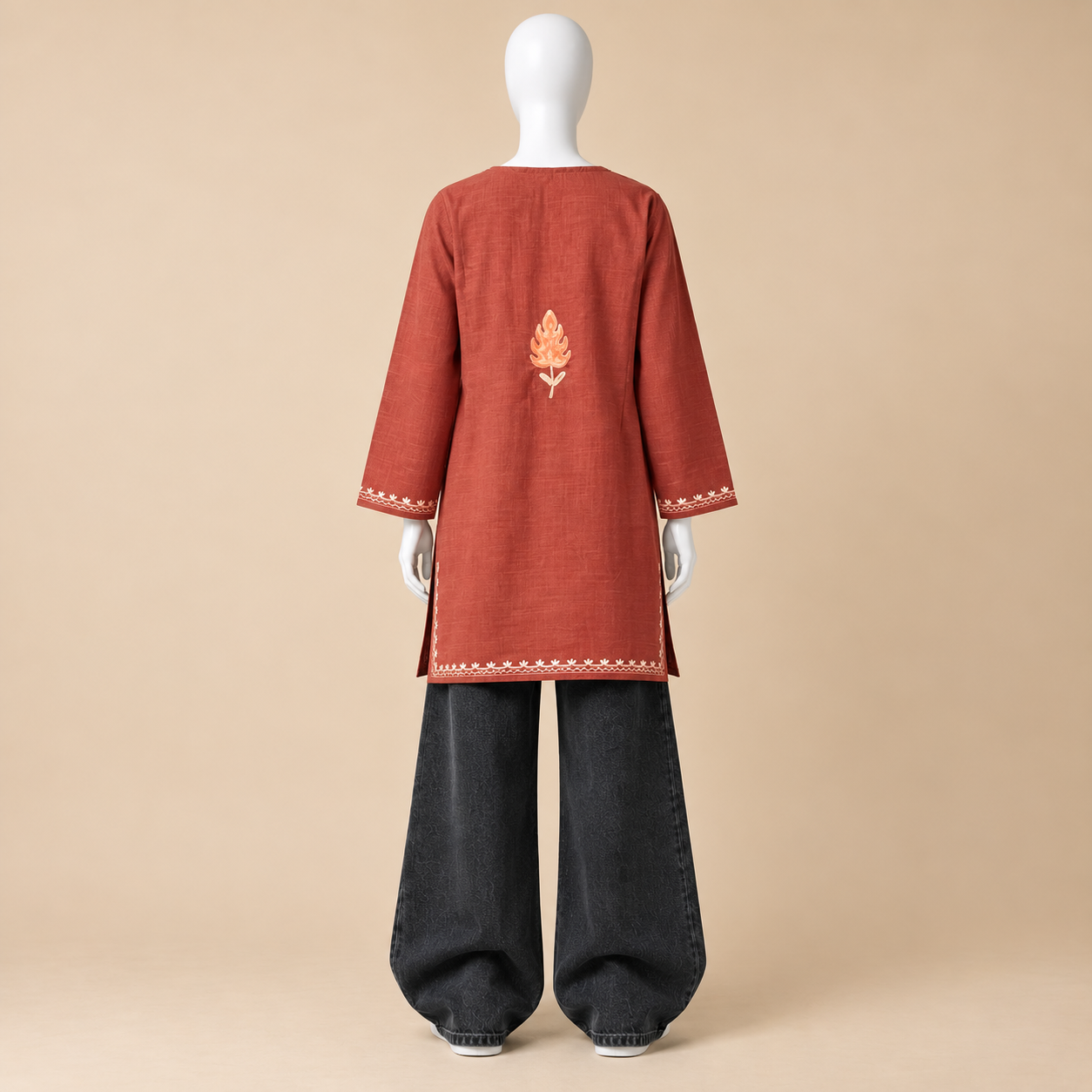 Rust Kashmiri Designer Short Kurti for Women