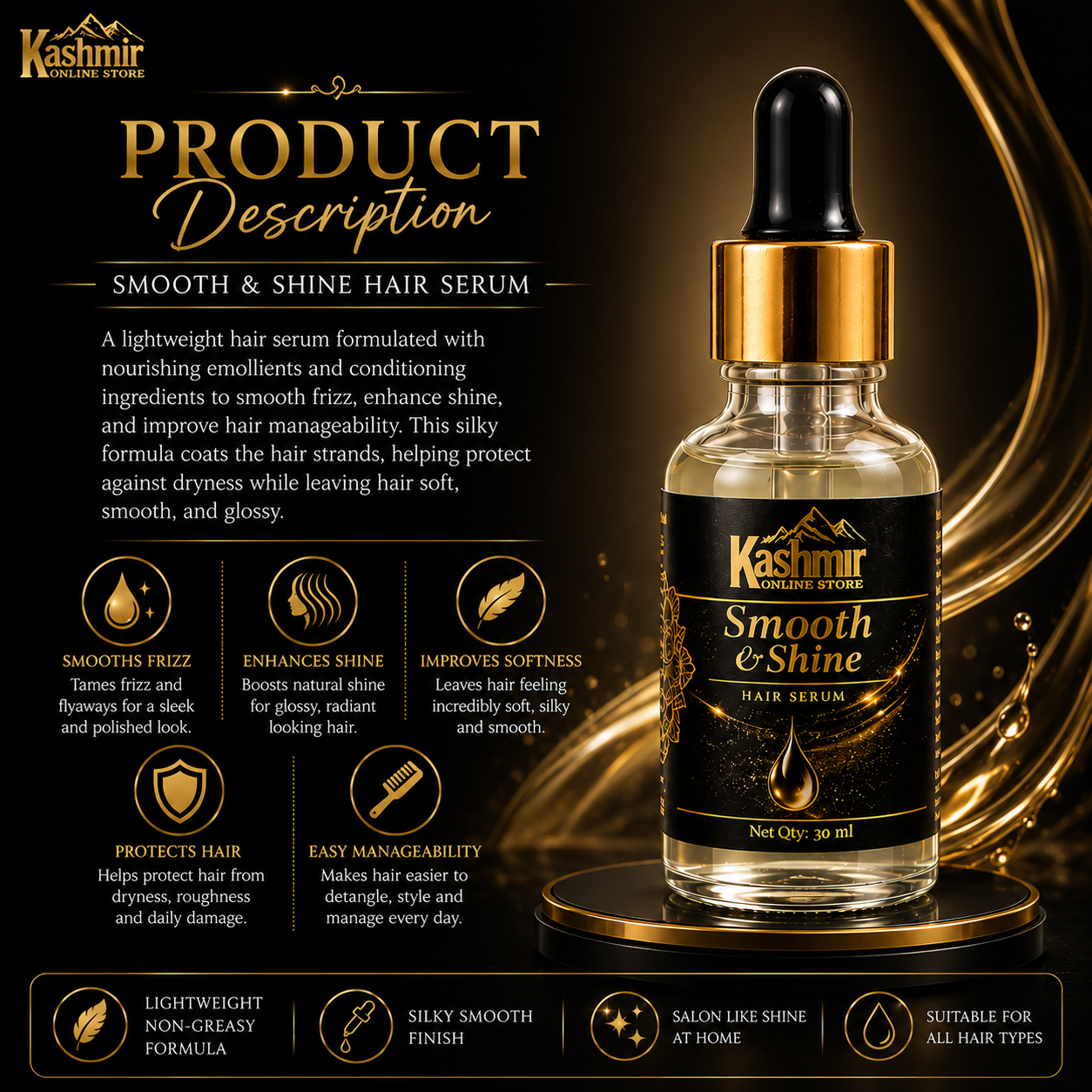 Smooth and shine serum for dry damaged hair