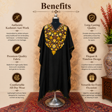 Premium Midnight Black Aari Embroidered Kaftan