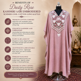 Premium Dusty Rose Aari Embroidered Cotton Kaftan