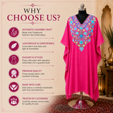 Luxury Fuchsia Pink Kashmiri Embroidered Kaftan