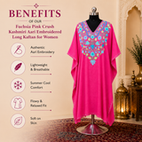 Premium Fuchsia Pink Aari Embroidered Kaftan