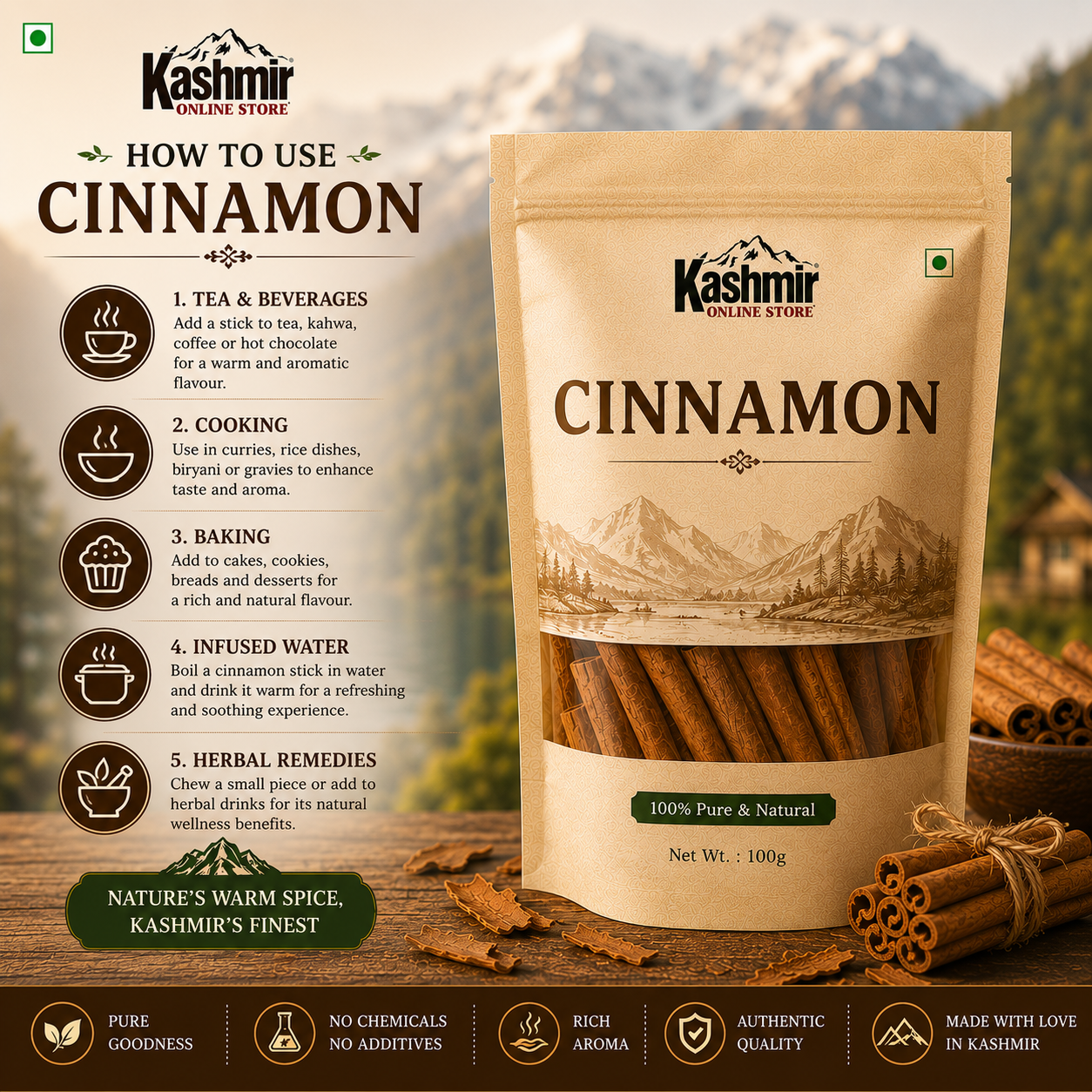 Cinnamon Sticks for Kahwa Tea