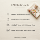 Luxury White Bloom Kashmiri Embroidered Kaftan