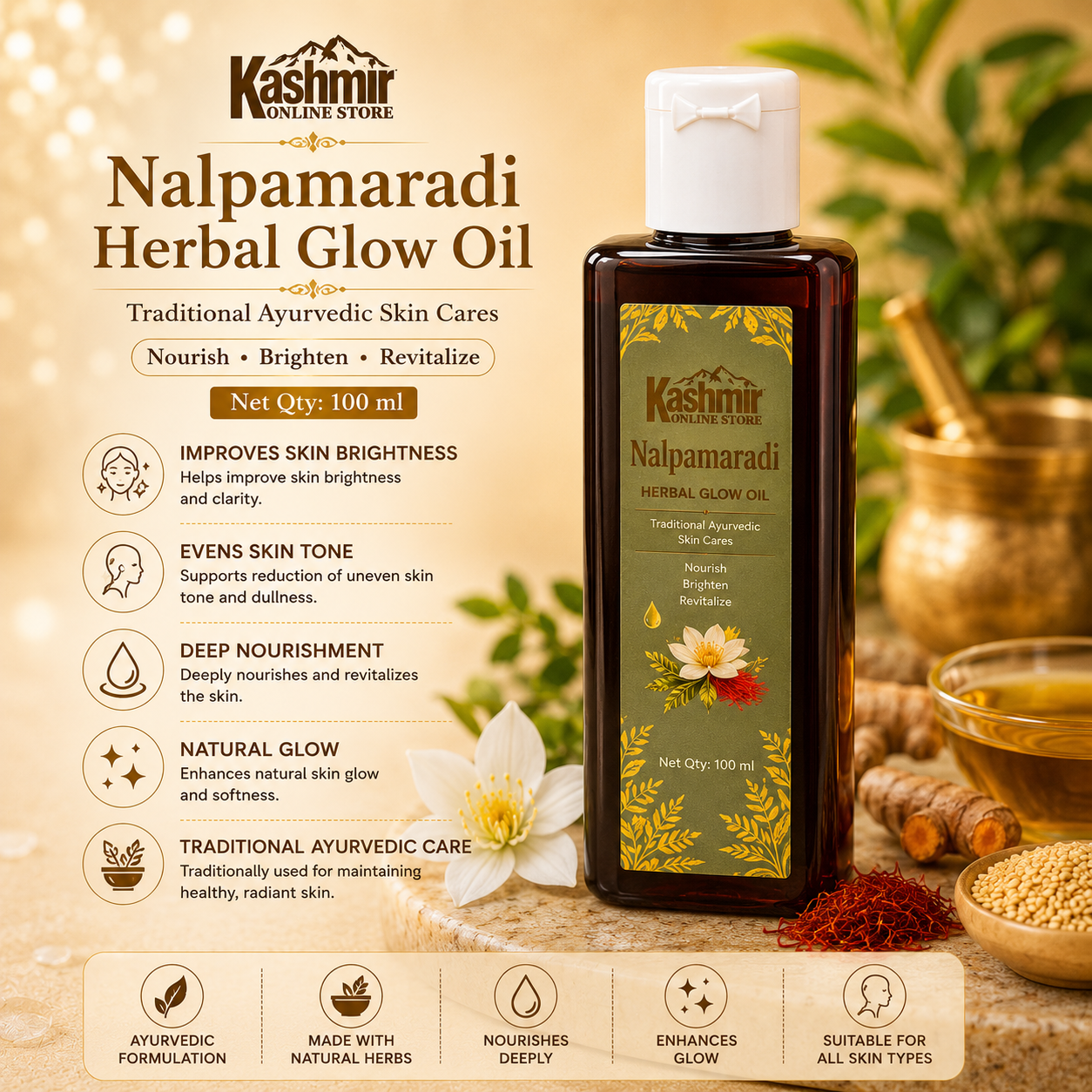 Nalpamaradi skin repair oil with turmeric extract