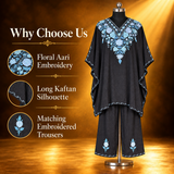 Black Blue Kashmiri Kaftan with Matching Trouser