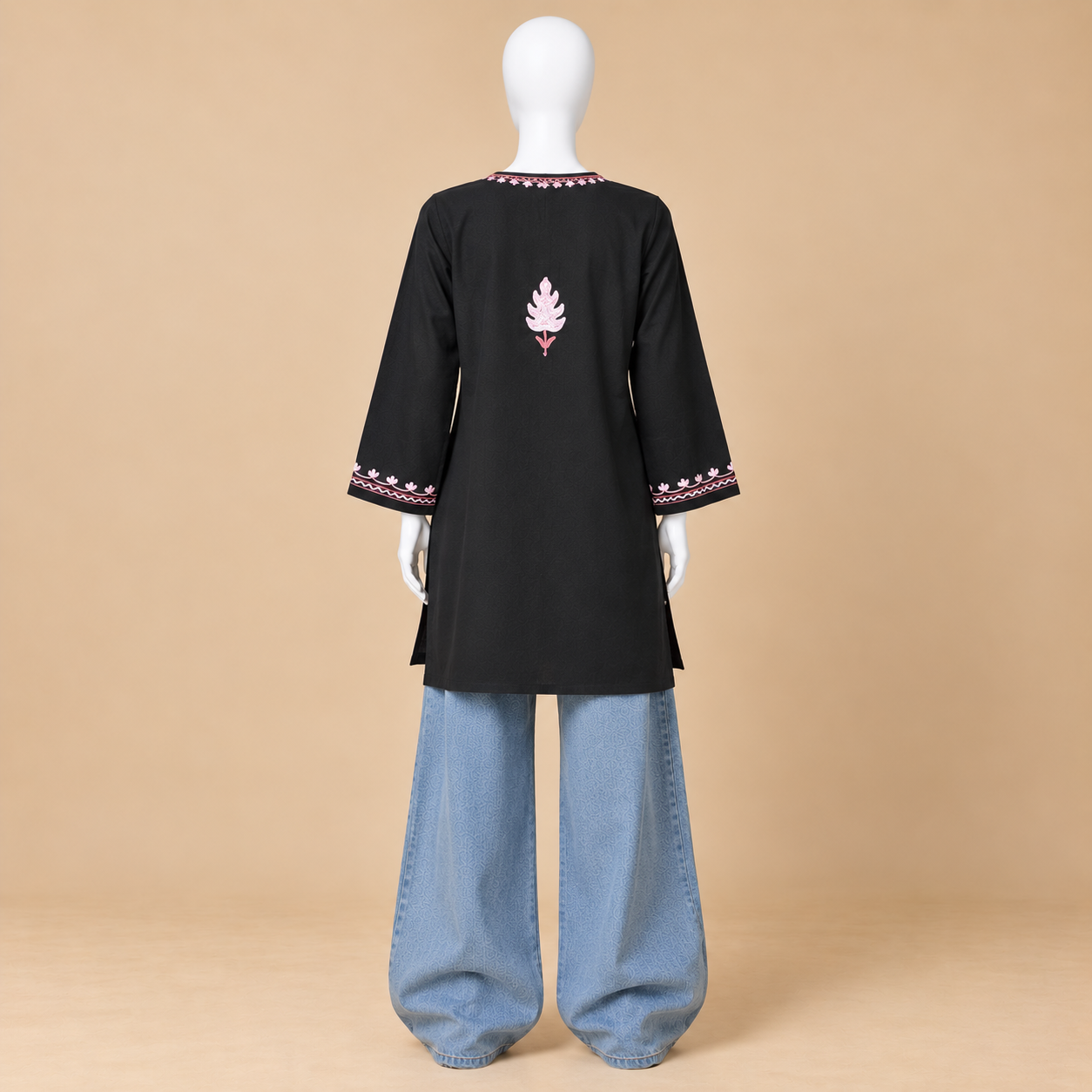 Black Kashmiri Designer Short Kurti for Women
