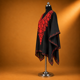 Red and Black Embroidered Kashmiri Kaftan for Women