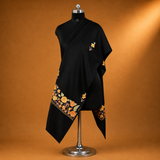 Premium Black Pala Kashmiri stole featuring intricate embroidery