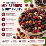 Mixed dry fruits with premium blueberry blackberry and rose berry blend