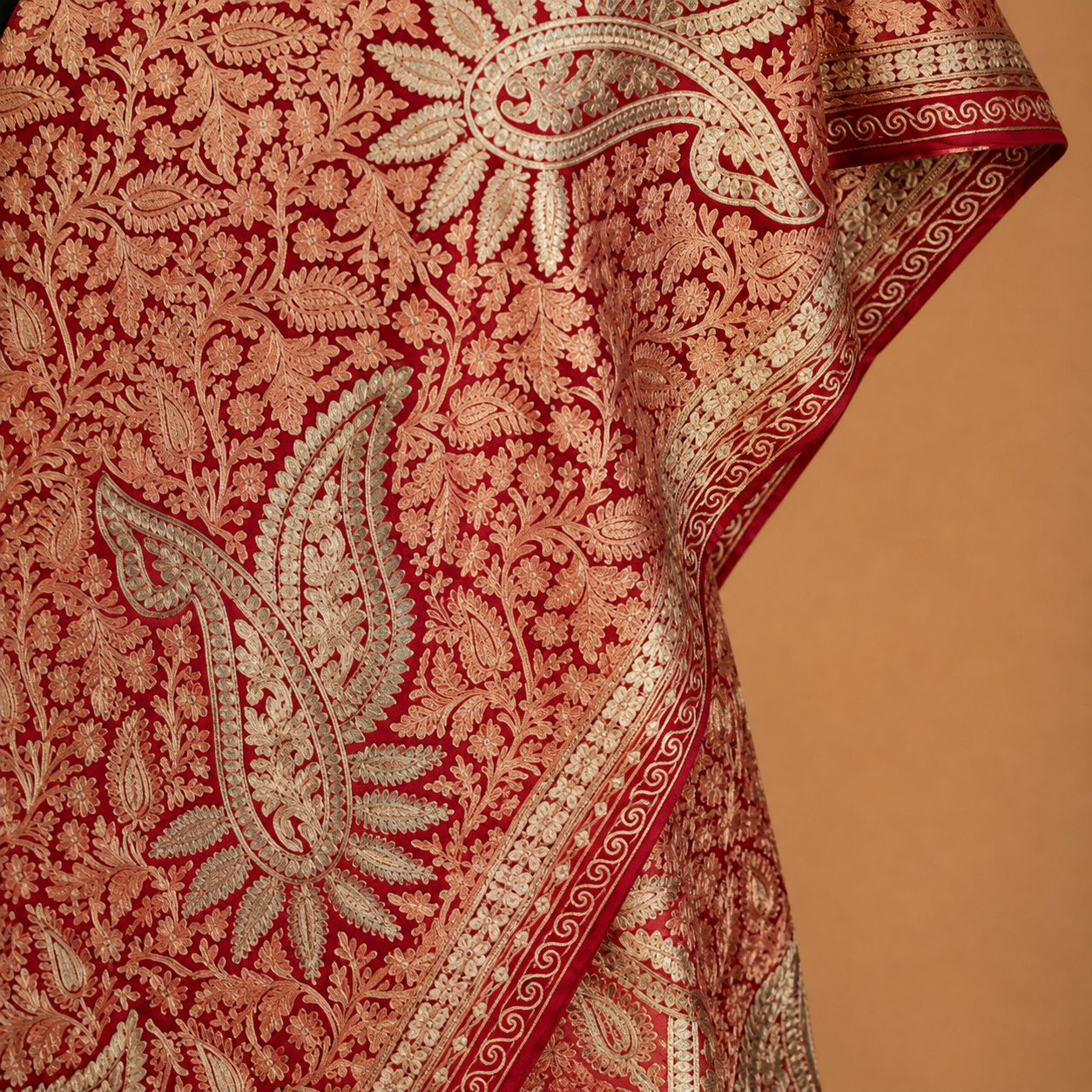 Embroidered Kashmiri Jama Nafki Tusha Stole in premium traditional style