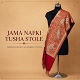 Jama Nafki Tusha Stole with intricate embroidered Kashmiri craftsmanship