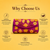 Women's Magenta clutch featuring beautiful traditional Kashmiri embroidery