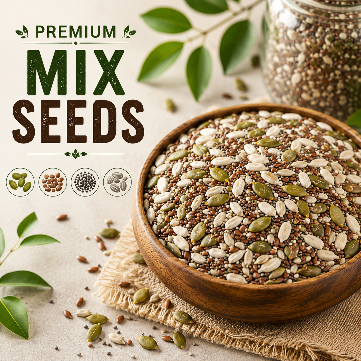 Premium dry fruit mix with chia pumpkin sunflower and flax seeds