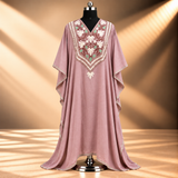 Dusty Rose Aari Embroidered Kashmiri Long Kaftan