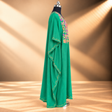 Emerald Green Kashmiri Long Kaftan with Aari Work