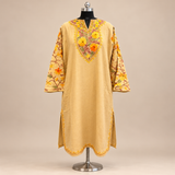 Fawn Kashmiri Pheran with Traditional Aari Embroidery