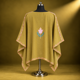 Mehandi Pastel Kashmiri Kaftan with Floral Aari Work