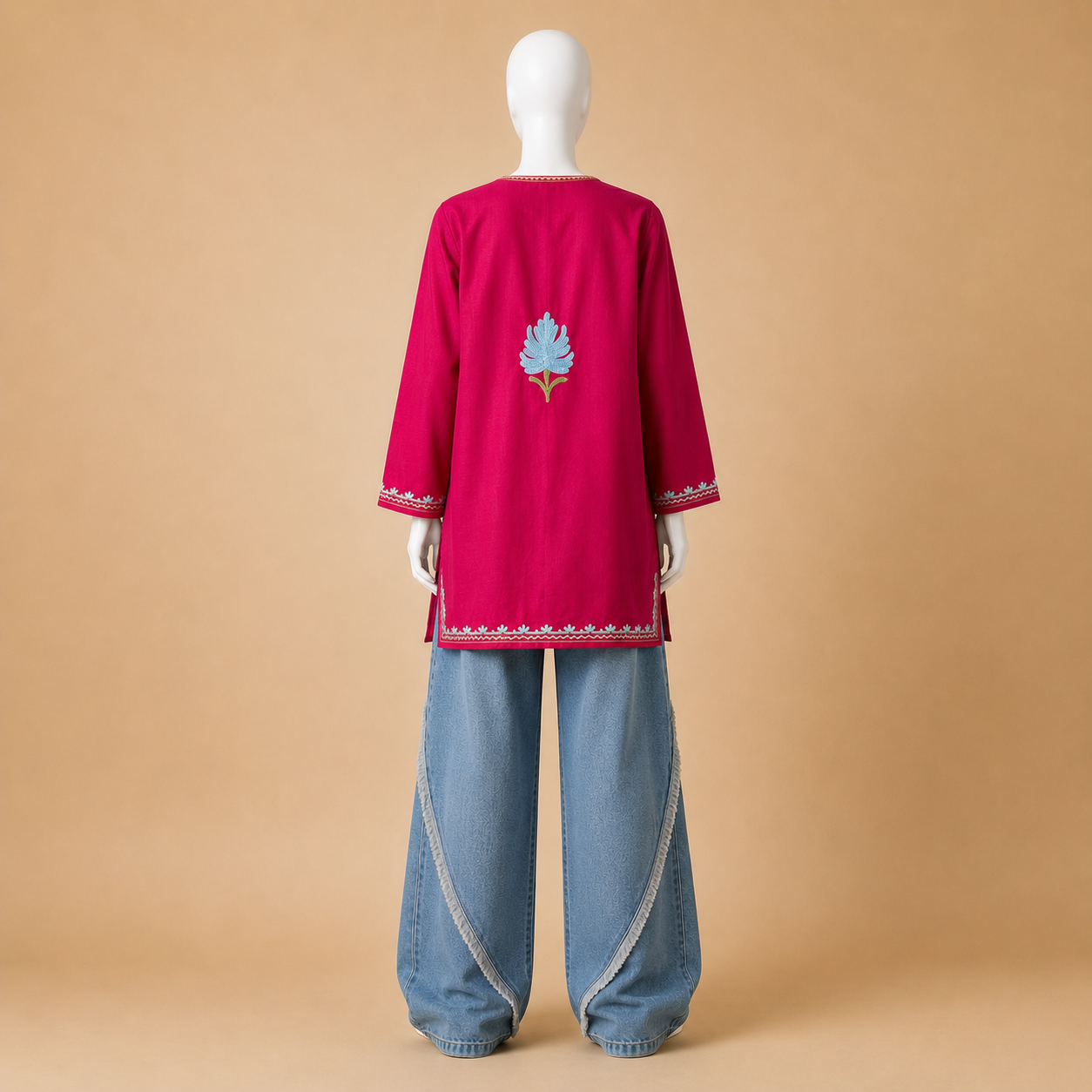 Fuchsia Pink Kashmiri Designer Short Kurti for Women